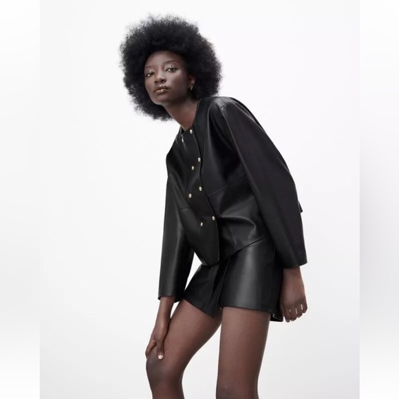 ZARA FAUX LEATHER BLAZER size medium  3046/042 #B33 - Picture 6 of 7